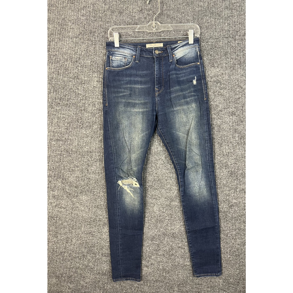 Mavi Jeans Womens 26 Lucy Super High Rise Super Skinny Blue Medium Wash Distress